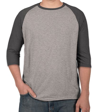 Anvil Tri-Blend Raglan T-shirt - Heather Grey / Heather Dark Grey