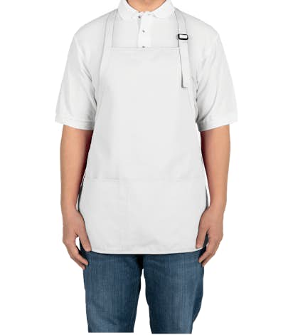Stain Release Medium Length Apron - Screen Printed - White