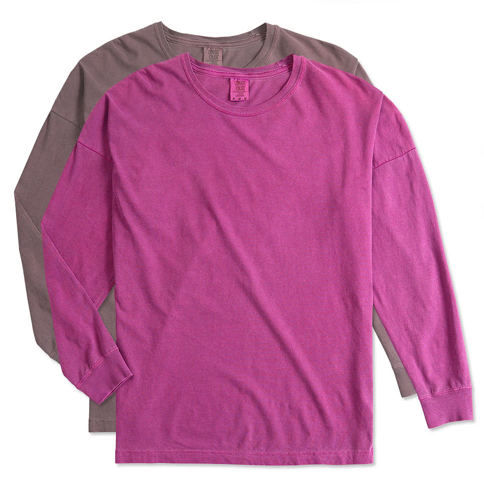 Custom Comfort Colors Women S Drop Shoulder Long Sleeve T Shirt
