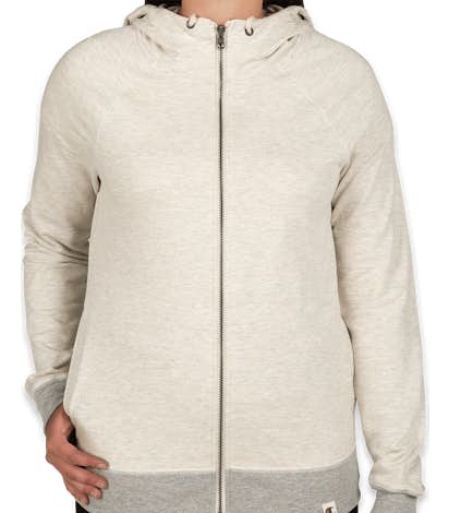 Champion Authentic Women's French Terry Zip Hoodie - Oatmeal Heather / Oxford Grey