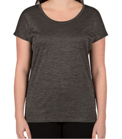 Sport-Tek Women's Electric Heather Performance Shirt - Grey-Black Electric