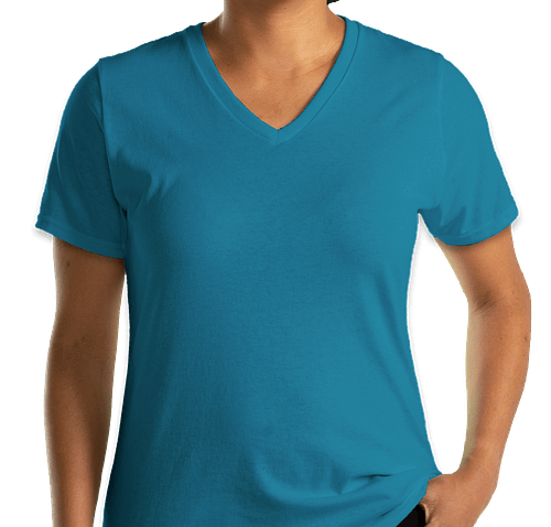 Port & Company Women's Core Cotton V-Neck T-shirt - Color: Sapphire