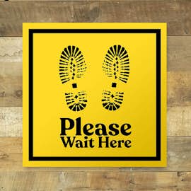 Wait Here 12" Square Floor Decal