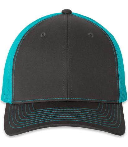 Richardson Snapback Trucker Hat - Charcoal / Neon Blue