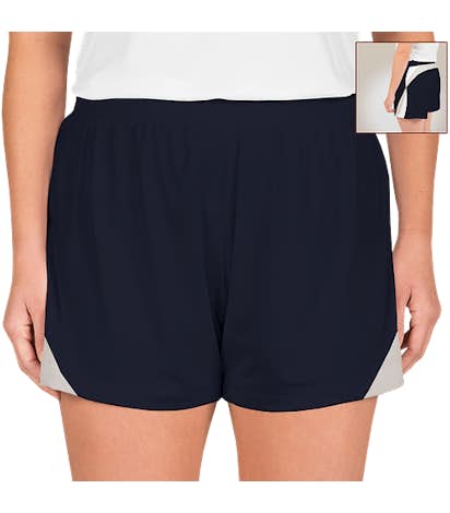 Team 365 Women's Colorblock Performance Shorts - Sport Dark Navy / Sport Silver