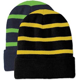 Sport-Tek Fleece Lined Striped Cuff Beanie