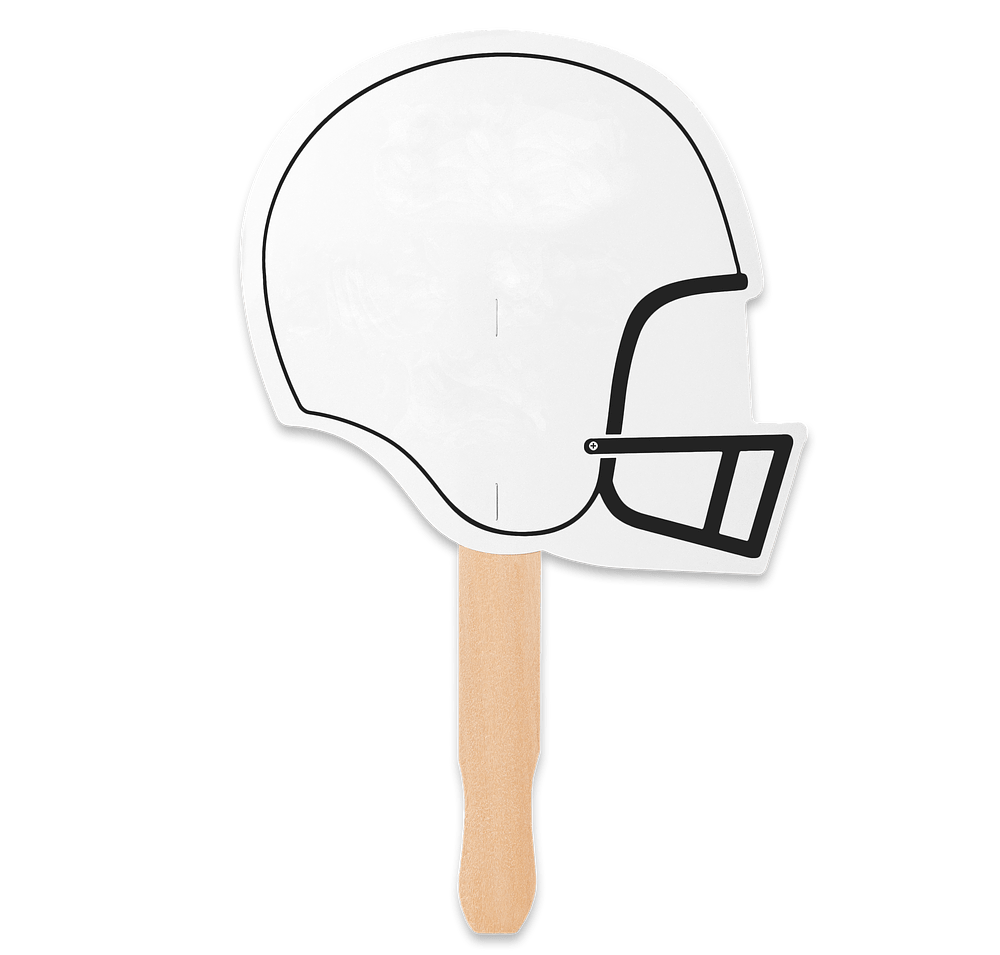 Full Color Helmet Shaped Hand Fan in Black