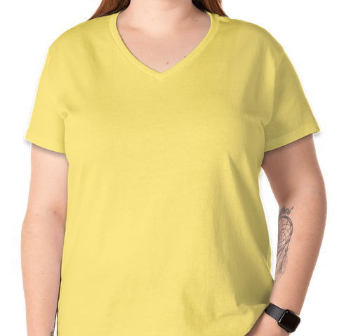 Gildan Women's 100% Cotton V-Neck T-shirt - Color: Cornsilk