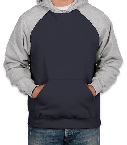 Holloway Raglan 50/50 Pullover Hoodie - Navy / Athletic Heather