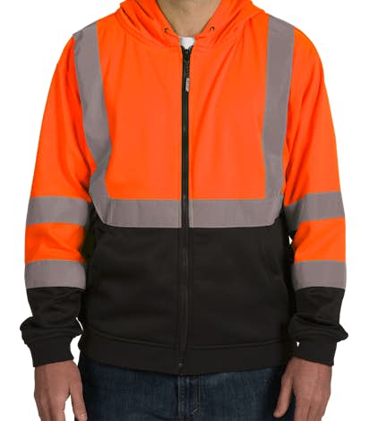 ML Kishigo Class 3 Hi-Vis Hooded Full Zip Sweatshirt - Orange
