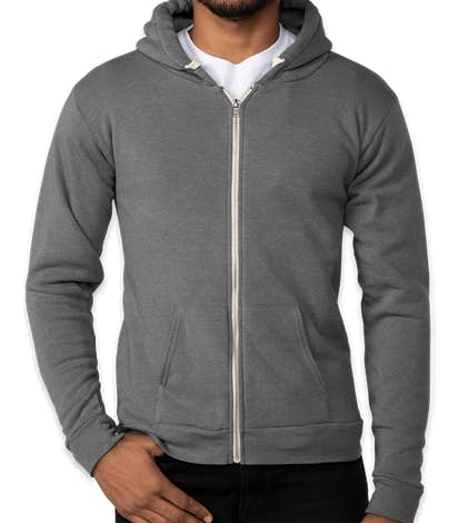 Royal Apparel USA-Made Organic Eco Zip Hoodie - Heather Ash