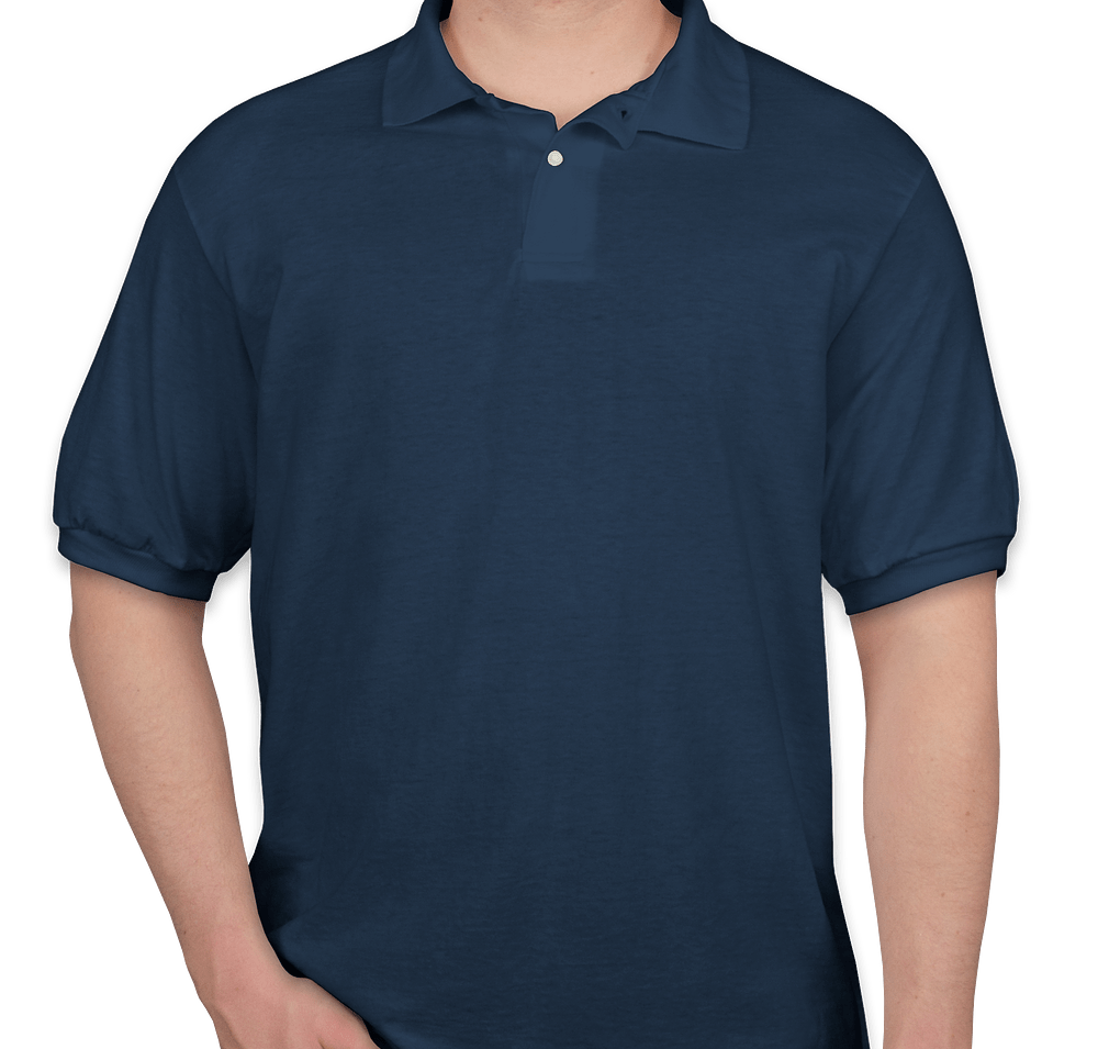 Hanes EcoSmart 50/50 Jersey Polo - Printed in Navy