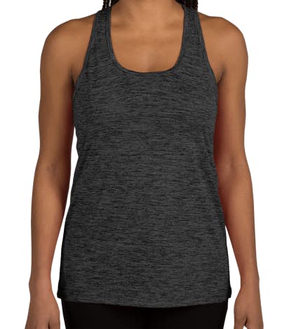 Sport-Tek Women's Electric Heather Racerback Tank - Grey Black Electric