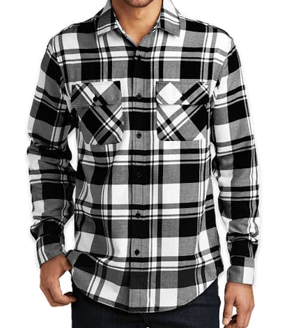 Port Authority Plaid Flannel Shirt - Snow White / Black