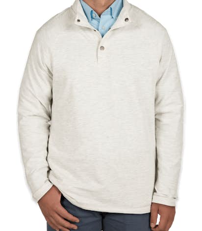 Charles River Snap Button Pullover With Pockets - Ivory Heather
