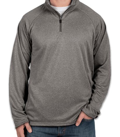 Devon & Jones Heather Quarter Zip Performance Pullover - Dark Grey Heather