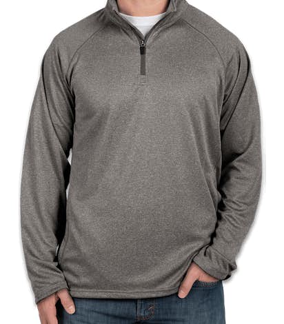 Devon & Jones Heather Quarter Zip Performance Pullover - Dark Grey Heather