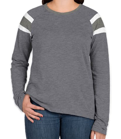 Augusta Women's Fanatic Long Sleeve T-shirt - Navy / Slate / White