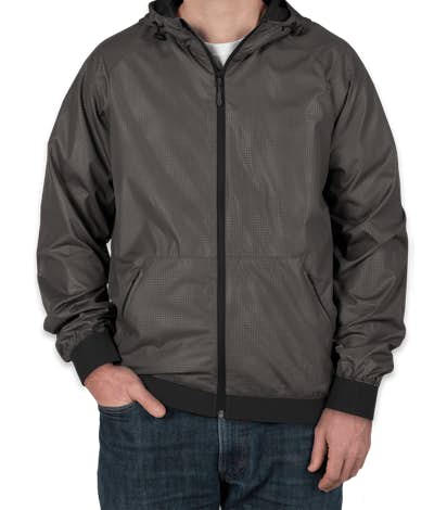 Sport-Tek Embossed Full Zip Hooded Jacket - Graphite / Black