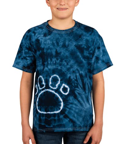 Dyenomite Youth Paw Print Tie-Dye T-shirt - Black