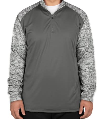 Badger Contrast Melange Quarter Zip Performance Shirt - Graphite / Graphite Blend