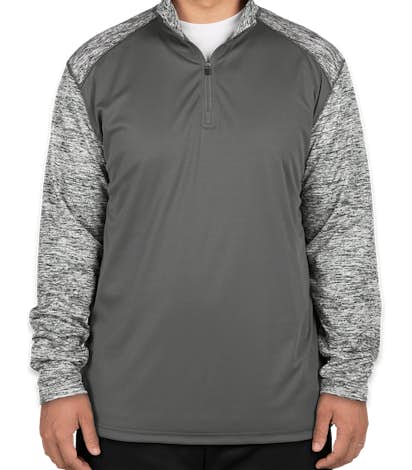 Badger Contrast Melange Quarter Zip Performance Shirt - Graphite / Graphite Blend