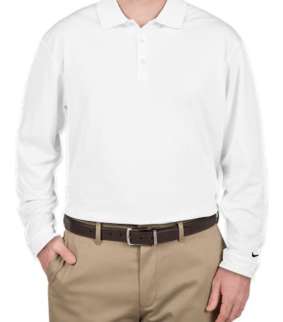 Nike Golf Dri-FIT Tech Long Sleeve Performance Polo - White