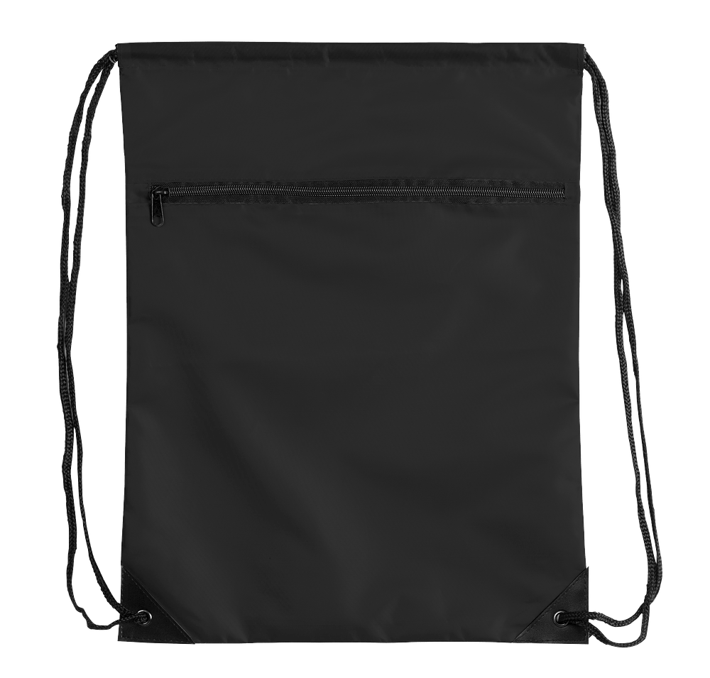 Value Zipper Drawstring Bag in Black