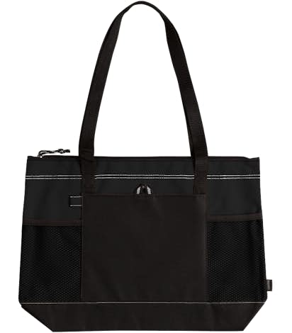 Large Multi-Pocket Zippered Tote - Black