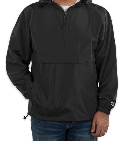 Champion Packable Half Zip Windbreaker Jacket - Black