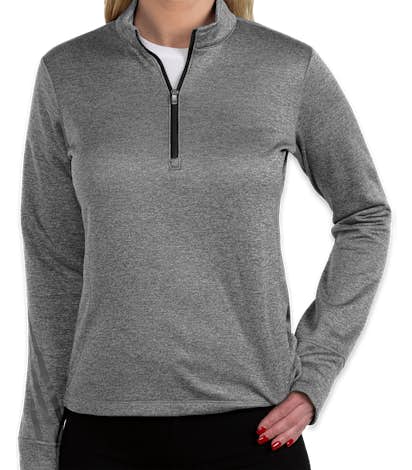 Adidas Women's Brushed Terry Heather Quarter Zip Pullover - Mid Grey Heather / Black