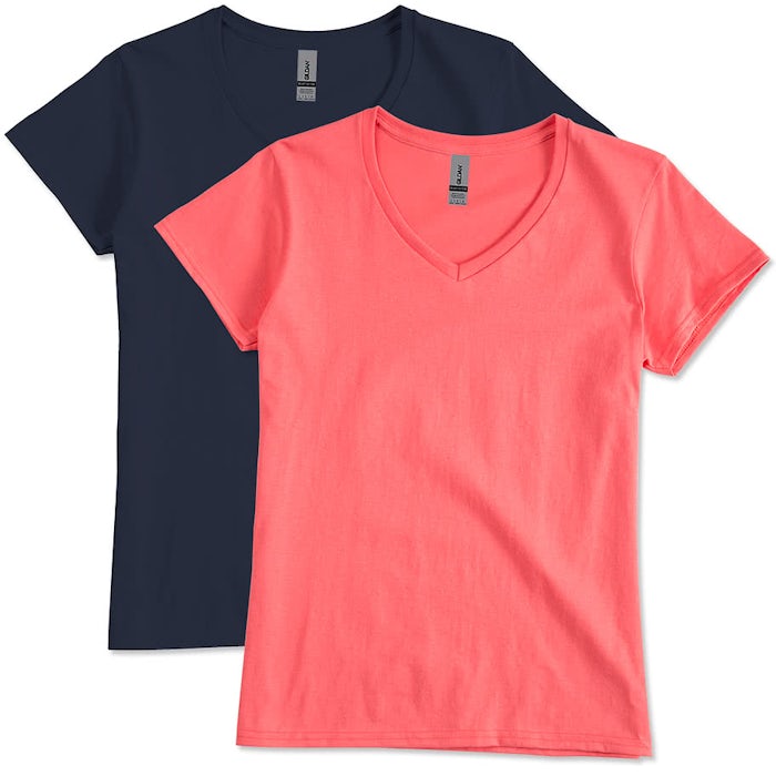 Download Custom Gildan Women S 100 Cotton V Neck T Shirt Design Women S Short Sleeve T Shirts Online At Customink Com