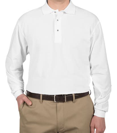 Port Authority Silk Touch Long Sleeve Polo - White