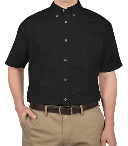 Featherlite Short Sleeve Stain Resistant Twill Shirt - Onyx Black / Stone
