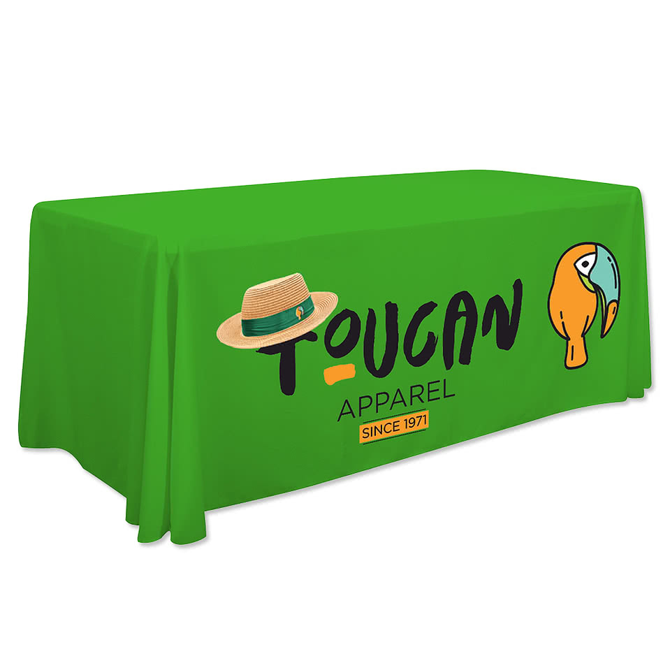 Custom Full Color 8' Economy OpenBack Throw Tablecloth Design