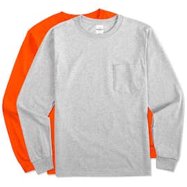 Hanes Authentic Long Sleeve Pocket T-shirt
