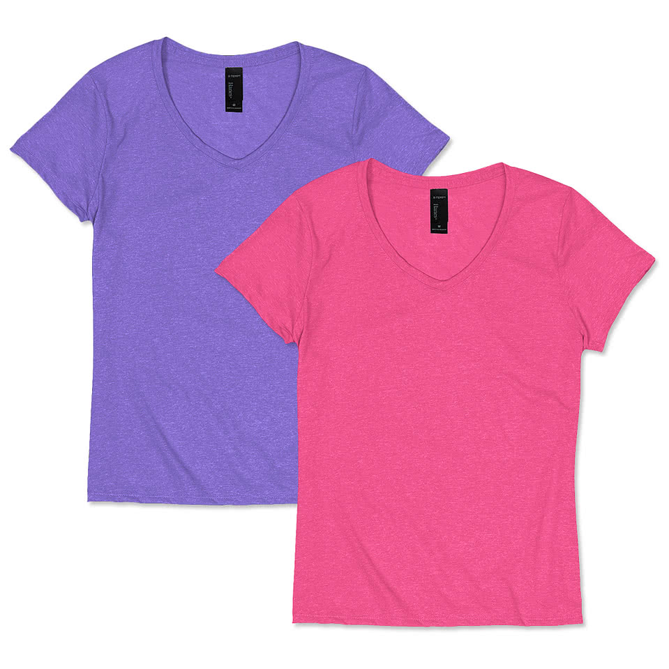 Custom Hanes Women's PerfectT TriBlend VNeck Tshirt Design Women