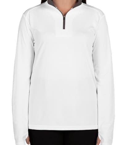 Badger Women's Contrast Quarter Zip Performance Shirt - White / Graphite