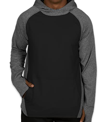 Augusta Colorblock Performance Pullover Hoodie - Graphite Heather / Black