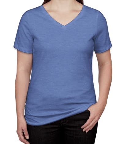 Bella + Canvas Women's Tri-Blend V-Neck T-shirt - Blue Triblend