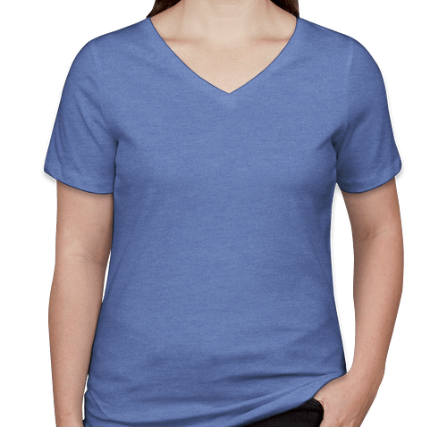 Bella + Canvas Women's Tri-Blend V-Neck T-shirt - Color: Blue Triblend