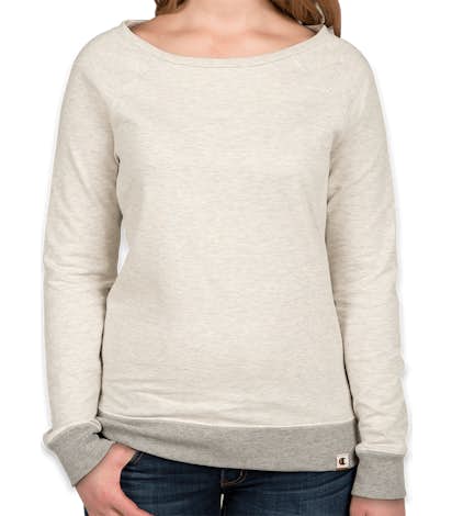 Champion Authentic Women's French Terry Crewneck Sweatshirt - Oatmeal Heather / Oxford Grey