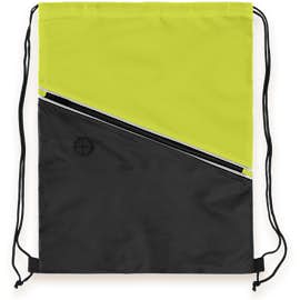 Contrast Zipper Drawstring Bag - Color: Lime Green