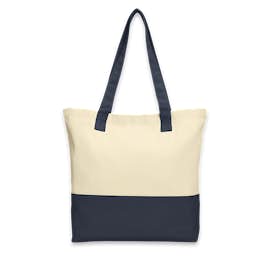 Medium Colorblock Cotton Tote - Color: Natural / Navy