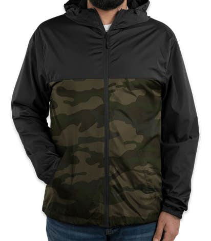 Independent Trading Colorblock Lightweight Full Zip Jacket - Black / Forest Camo