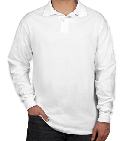 Jerzees Spotshield 50/50 Long Sleeve Jersey Polo - White