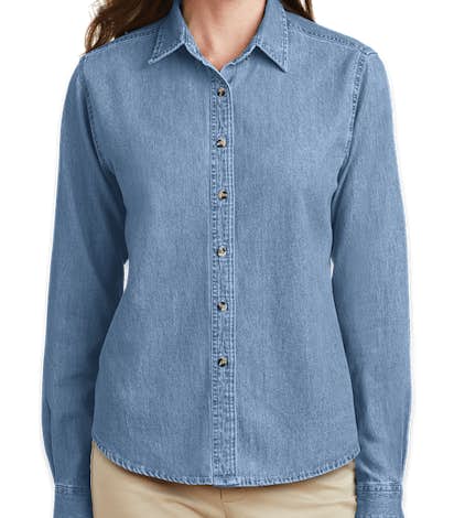 Port & Company Women's Denim Shirt - Faded Blue