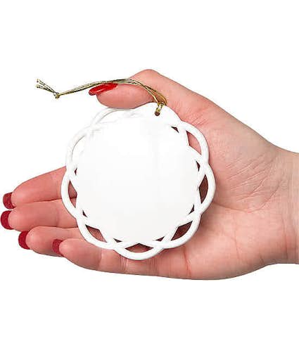 Flat White Shatterproof Ornament - Other View: 2