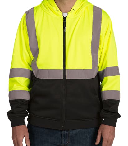 ML Kishigo Class 3 Hi-Vis Hooded Full Zip Sweatshirt - Lime