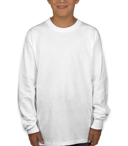 Hanes Youth Long Sleeve Tagless T-shirt - White